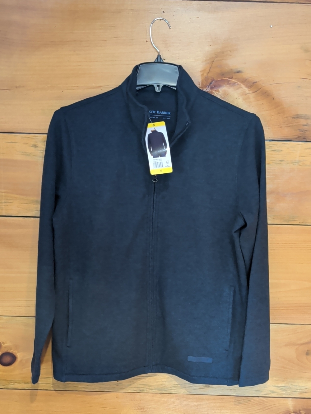 NWT Scott Barber Navy Blue Full Zip Sweater Jacket In Size Small